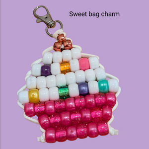 Cupcake Beaded Bag Charm Keychain